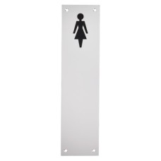 Exel Finger Plate - Ladies Toilet Door Sign - 300 x 75mm - Satin Anodised Aluminium