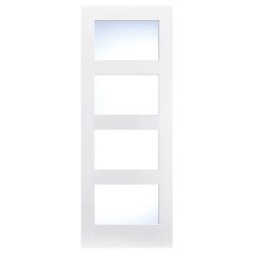 LPD Shaker 4 Light Clear Glazed Primed Solid Internal Door - 1981 x 686 x 35mm - White