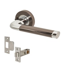 Excel Polished Chrome/Black Nickel Privacy Door Handles on Round Rose - Argo Range