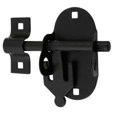 Brenton Upright Oval Gate Padlock Bolt - 95mm Length - Black Japanned
