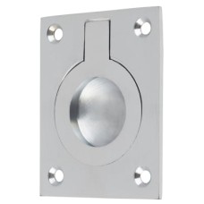 Exel Rectangular Flush Ring Cabinet Pull Handle - 63 x 50mm - Satin Chrome