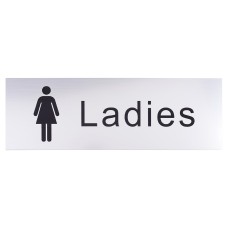 Exel Ladies Toilet Door Sign - 300 x 100mm -  Brushed Silver Plastic