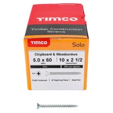 TIMCO Solo Chippy Pozi Countersunk Wood Screws - 5.0 x 60mm - Zinc Plated - Pack of 200