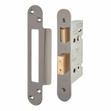 Hampstead Architectural Bathroom Lock - 65mm Case - 44mm Backset - Radius - Black Nickel