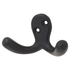 Alexander & Wilks Victorian Double Coat Hook - 30 x 24mm - Epoxy Black