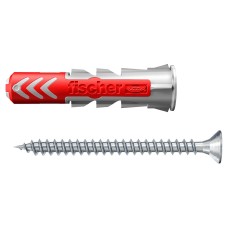 Fischer DuoPower Nylon Wall Plug with Screws - 8 x 40mm - Red & Grey - Pack of 50