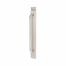 Exel D-Bar Door Pull Handle on Plate - PULL - Screw Fix - 800 x 80mm - Satin Stainless Steel