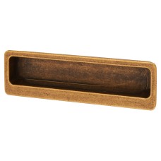 Exel Alton Rectangular Flush Cabinet Pull Handle - 113 x 33mm - Antique Brass