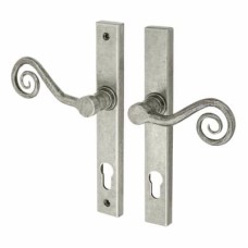Olde Forge Monkey Tail Multipoint Door Handle - Euro - RH - 92mm c/c - Pewter