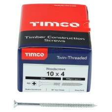 TIMCO Twin Threaded Pozi Countersunk Wood Screws - 10 x 4