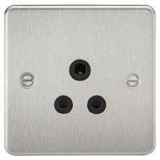 Knightsbridge 5A Flat Plate Unswitched Round Pin Socket - Brushed Chrome with Black Insert
