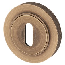 Burlington BUR60 by Frelan Escutcheon with Knurled Rose - 53mm Diameter - Keyhole - Antique Brass