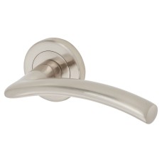 Serozzetta by Carlisle Brass Satin Nickel Door Handles on Round Rose - Trenta Range 