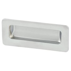 Exel Rectangular Flush Recessed Sliding Door Cabinet Pull Handle - 110 x 56mm - Satin Chrome