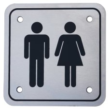 Exel Unisex Square Toilet Door Sign - 95 x 95mm - Satin Stainless Steel