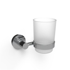 Fitzroy of London Style Tumbler and Holder - 135 x 125 x 85mm - Polished Chrome