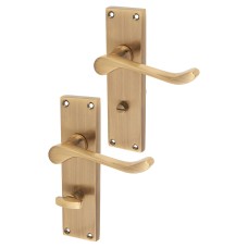 Exel Antique Brass Victorian Scroll Bathroom Door Handle - 155 x 42mm