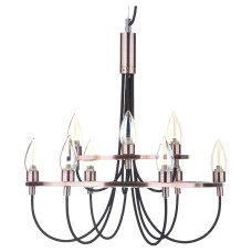 BHS Alana 9 Light Chandelier Ceiling Light - Copper Fittings with Black Cable