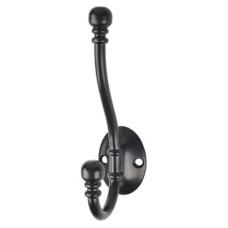 Exel Diecast Ball End Single Hat & Coat Hook - 130 x 35mm - Black
