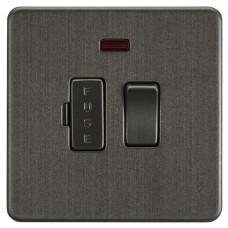 Knightsbridge 13A 1 Gang Screwless Flat Plate Switched Fused Spur with Neon - Smoked Bronze