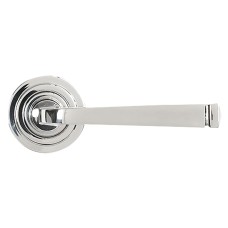 From The Anvil Polished Stainless Steel Door Handles on Round Art Deco Rose - Avon Range 