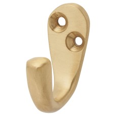 Hampstead Solid Brass Single Coat Hook - 43 x 17mm - Satin Brass