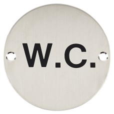Exel WC Toilet Door Sign - 75mm Diameter - Satin Stainless Steel