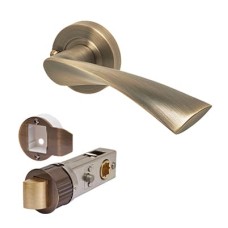 Excel Antique Brass Smartlatch Privacy Door Handles on Round Rose - Flex Range