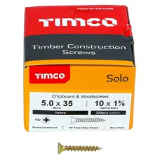 TIMCO Solo Chippy Pozi Countersunk Wood Screws - 5.0 x 35mm - Yellow Zinc - Pack of 200