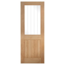 LPD Belize 1 Light Clear Glazed with Frosted Lines Unfinished Internal Door - 1981 x 762mm - Oak