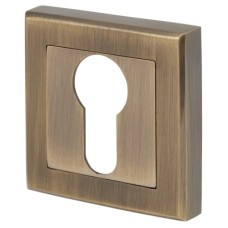 Exel Square Escutcheon - 52 x 52mm - Euro - Antique Brass