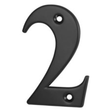 79mm Screw Fix Door Numeral - 2 - Black