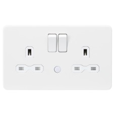 Knightsbridge 13A 2G DP Switched Socket with Photocell Nightlight Function - Matt White/White