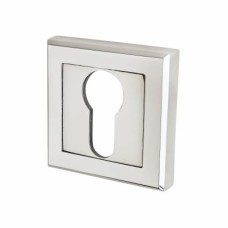 Exel Square Escutcheon - 52 x 52mm - Euro - Polished Chrome