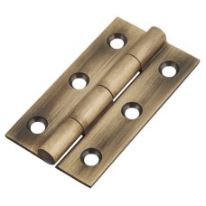 Solid Drawn Butt Cabinet Hinge - 50 x 28 x 1.45mm - Antique Brass - Pair