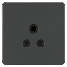 Knightsbridge 5A Screwless Flat Plate Unswitched Round Pin Socket - Anthracite with Black Insert