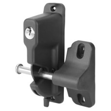 Single Sided Lockable Gravity Safety Catch - Locked Open & Closed - Black