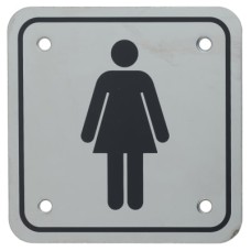 Exel Ladies Square Toilet Door Sign - 95 x 95mm - Satin Stainless Steel