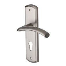 Heritage Brass by M Marcus Satin Nickel Euro Lock Door Handle - Centaur Range - 189 x 48mm