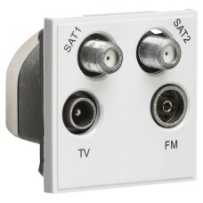 Knightsbridge 1 Gang TV + 2 x F type Satellite + FM/DAB Quadplexer Euro Module - White