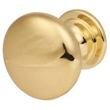 Exel Domed Round Cabinet Knob - 28mm Diameter - Polished Brass