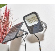 Forum Zink Denby 100W LED Security Floodlight with Solar Panel - IP65 - 6500K Daylight - Grey