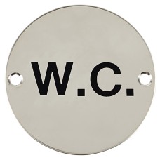 Exel WC Toilet Door Sign - 75mm Diameter - Polished Stainless Steel