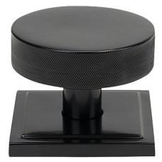 From The Anvil Brompton Round Knurled Centre Door Knob on Square Rose - 90 x 90mm Rose - Black
