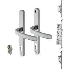 3 Point Multipoint Lock Kit and Handle - 2 Hook - 35mm Backset - 92mm c/c - Bright Chrome