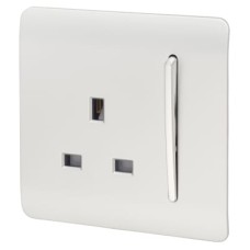 Trendi 13A 1 Gang Screwless Double Pole Switched Socket - Platinum Silver