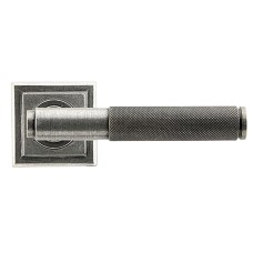 From The Anvil Pewter Knurled Door Handles on Square Rose - Brompton Range 