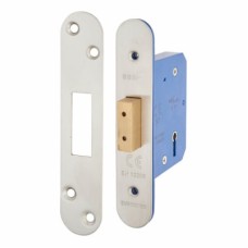 Hampstead Architectural 5 Lever Deadlock - 65mm Case - 44mm Backset - Radius - Satin Stainless Steel