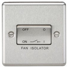 Knightsbridge 10A 1 Gang Round Edge Triple Pole Fan Isolator Switch - Brushed Chrome