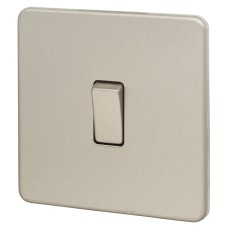 Knightsbridge 20A 1 Gang DP Screwless Flat Plate Appliance Switch - Brushed Chrome